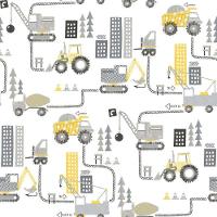 Papel De Parede De Construção - G78362 Amarelo E Cinza Tiny Tots 2 - G78362 - 1