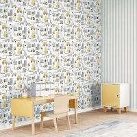 Papel De Parede De Construção - G78362 Amarelo E Cinza Tiny Tots 2 - G78362 - 2