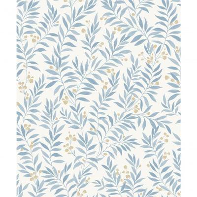 Papel De Parede Maison Folhagem Azul Mn3407