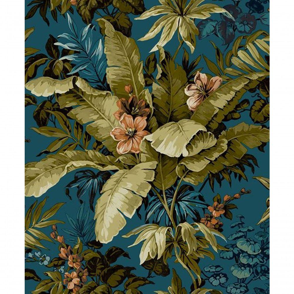 Papel De Parede Muse Folhagem Verde E Azul A55801 - 2