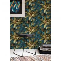 Papel De Parede Muse Folhagem Verde E Azul A55801 - 1