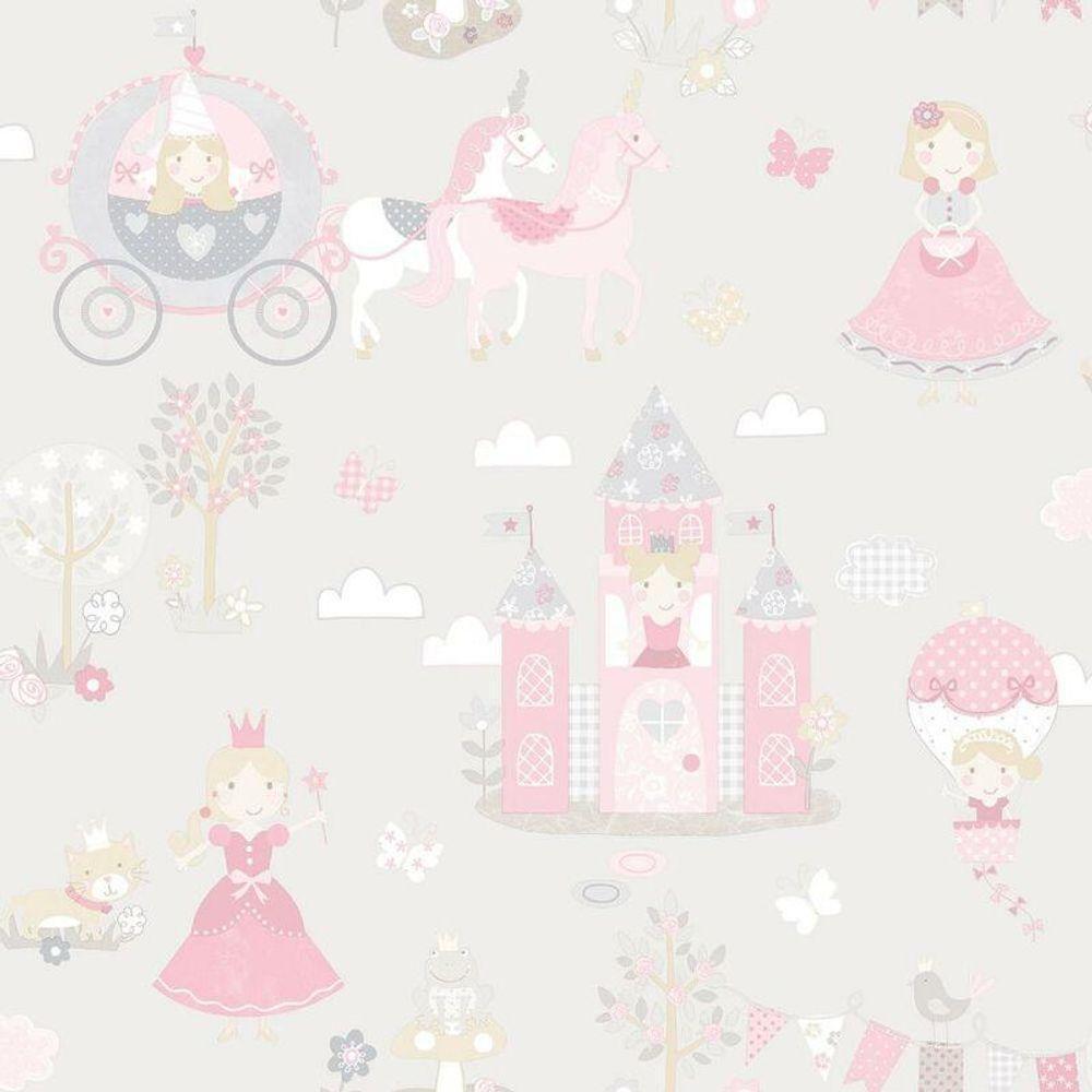 Papel De Parede Conto De Fadas - G78370 Cinza E Rosa Tiny Tots 2 - G78370 - 1