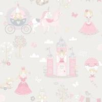 Papel De Parede Conto De Fadas - G78370 Cinza E Rosa Tiny Tots 2 - G78370 - 1