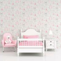 Papel De Parede Conto De Fadas - G78370 Cinza E Rosa Tiny Tots 2 - G78370 - 2