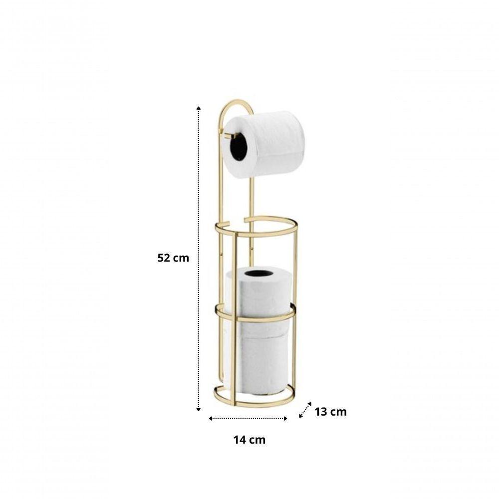 Suporte Papel Higiênico Chão Parede Dourado Future 1609dd - 2