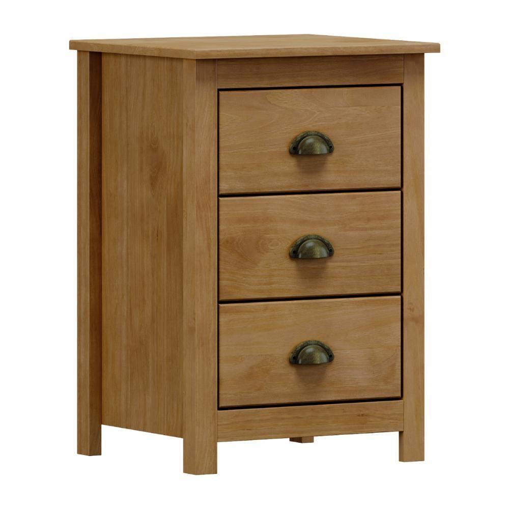 Mesa Cabeceira Em Madeira 3 Gavetas Linha Topázio - Freijó - 1