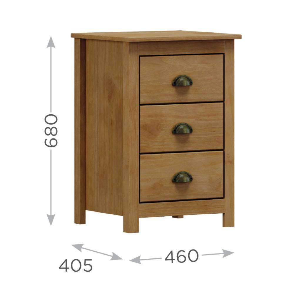 Mesa Cabeceira Em Madeira 3 Gavetas Linha Topázio - Freijó - 2