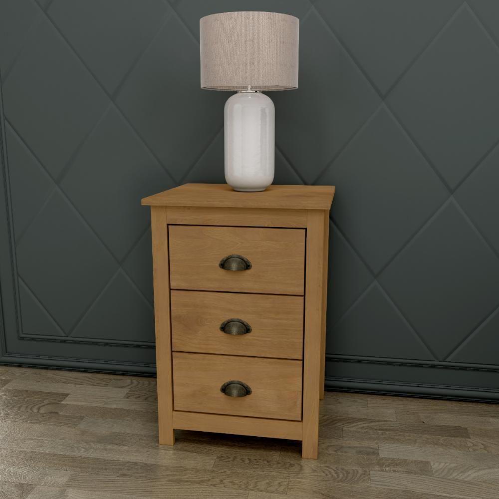 Mesa Cabeceira Em Madeira 3 Gavetas Linha Topázio - Freijó - 3