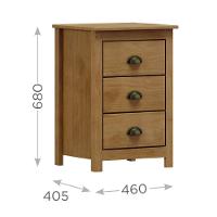 Mesa Cabeceira Em Madeira 3 Gavetas Linha Topázio - Freijó - 2