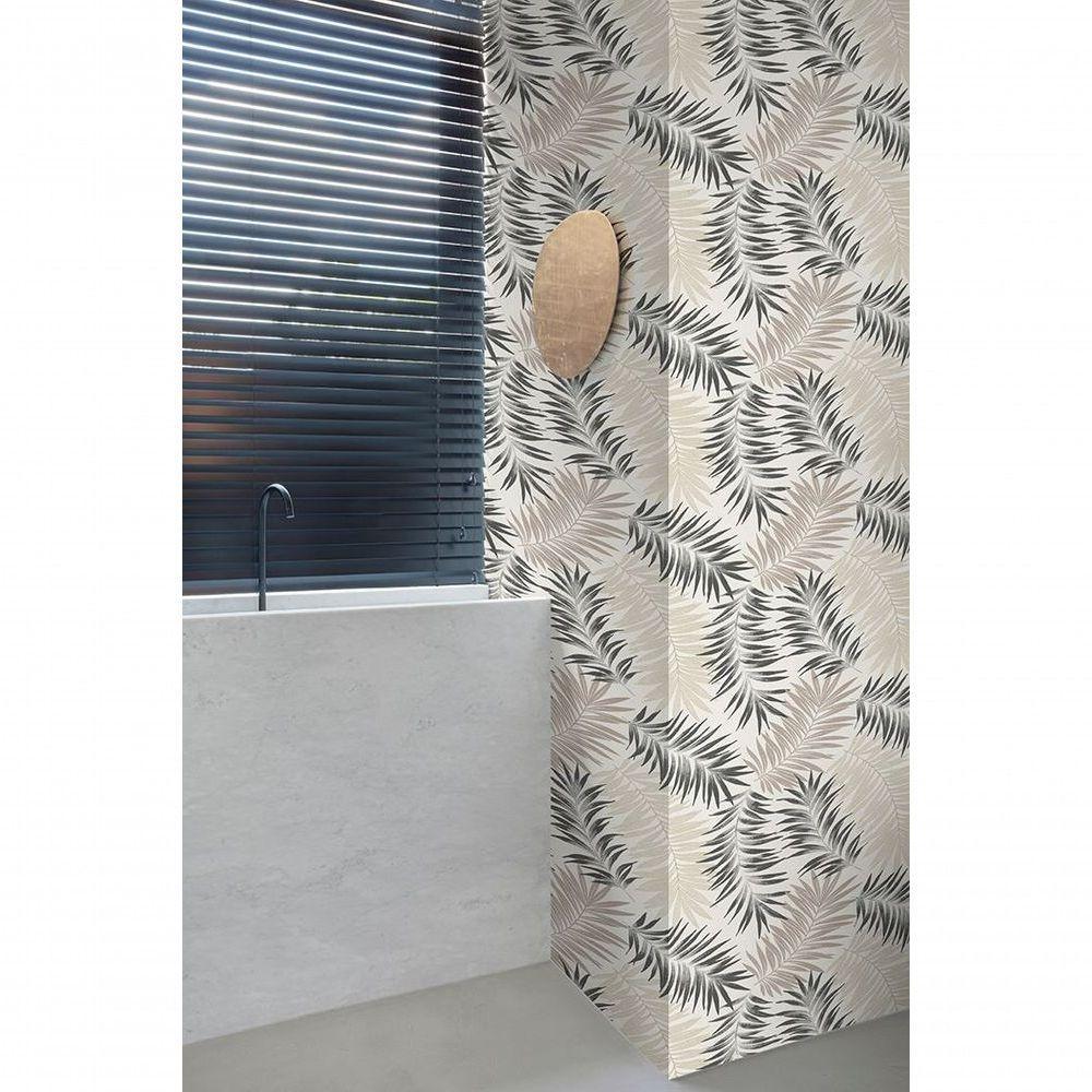 Papel De Parede Muse Folhagem Bege E Preto A56201 - 1