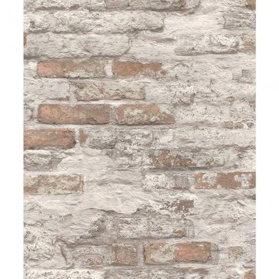 Papel De Parede Muse Tijolo Marrom E Cinza A58101