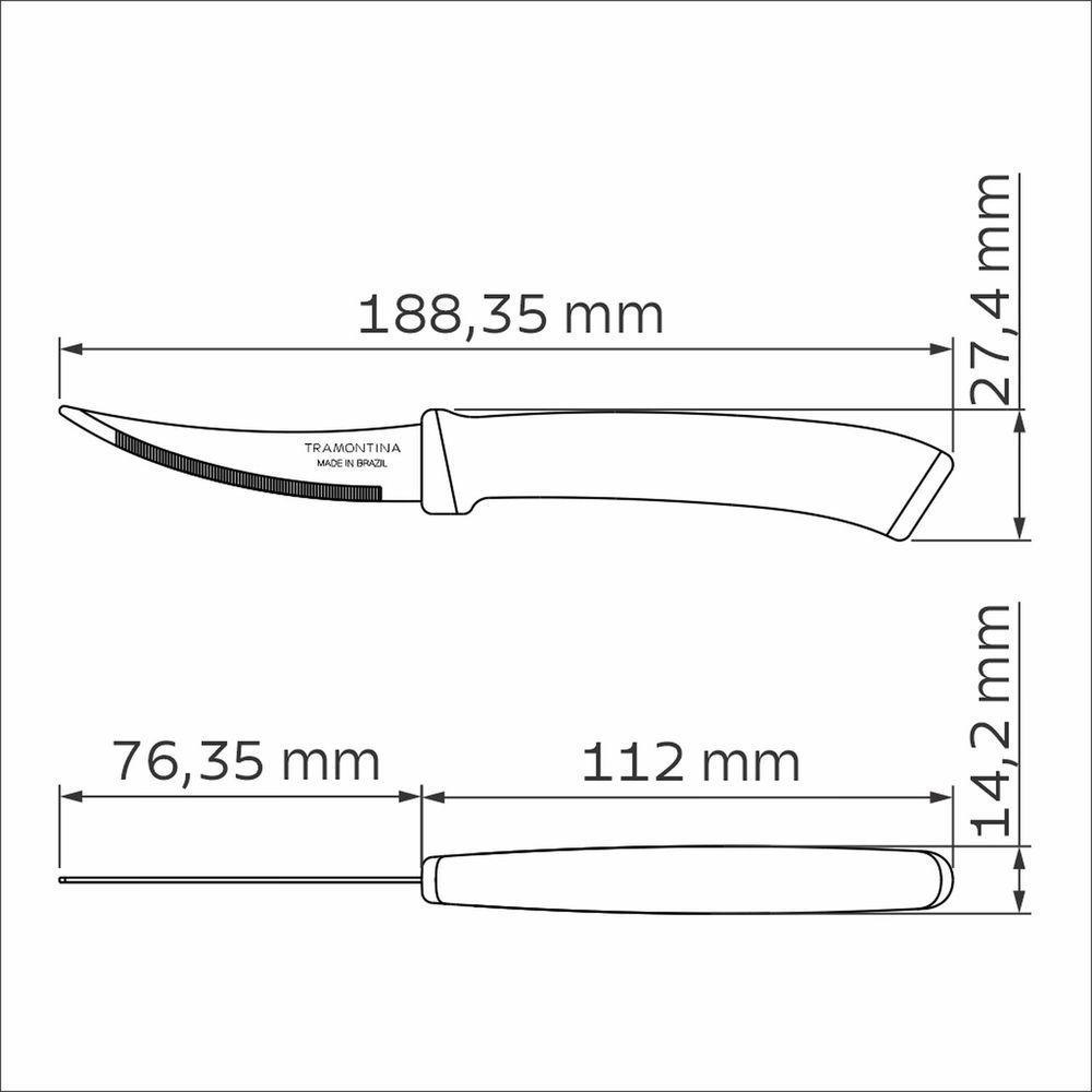 Faca Para Tomate Tramontina Felice Lâmina Aço Inox Cabo Polipropileno Preto 3 Tramontina - 2