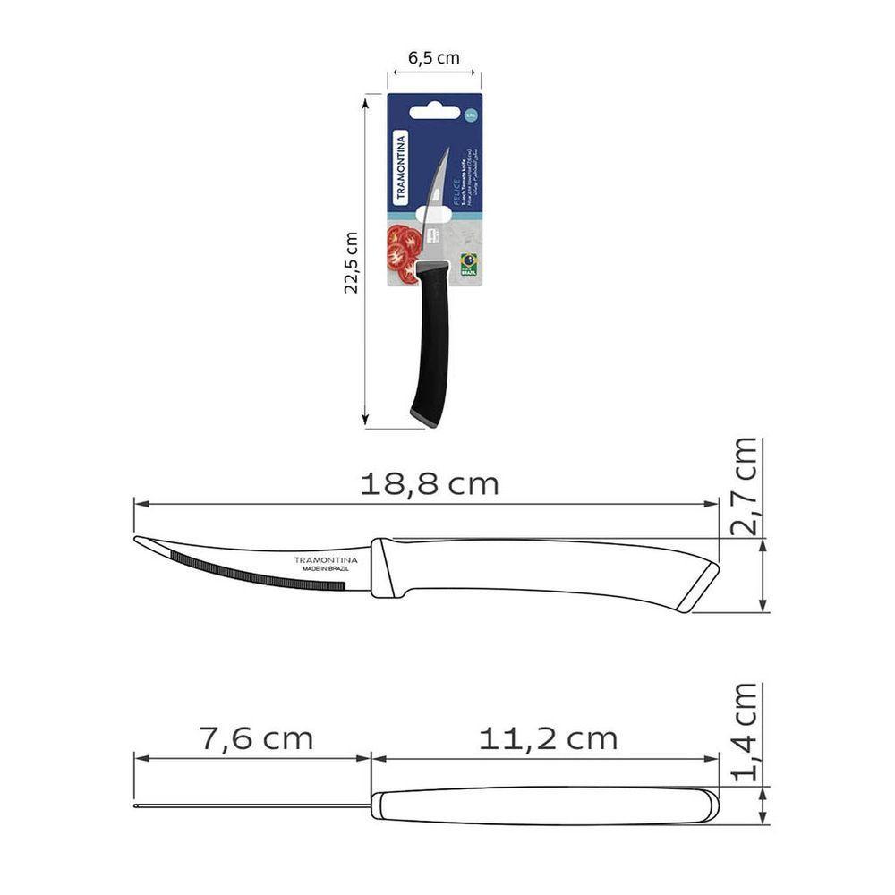 Faca Para Tomate Tramontina Felice Lâmina Aço Inox Cabo Polipropileno Preto 3 Tramontina - 4