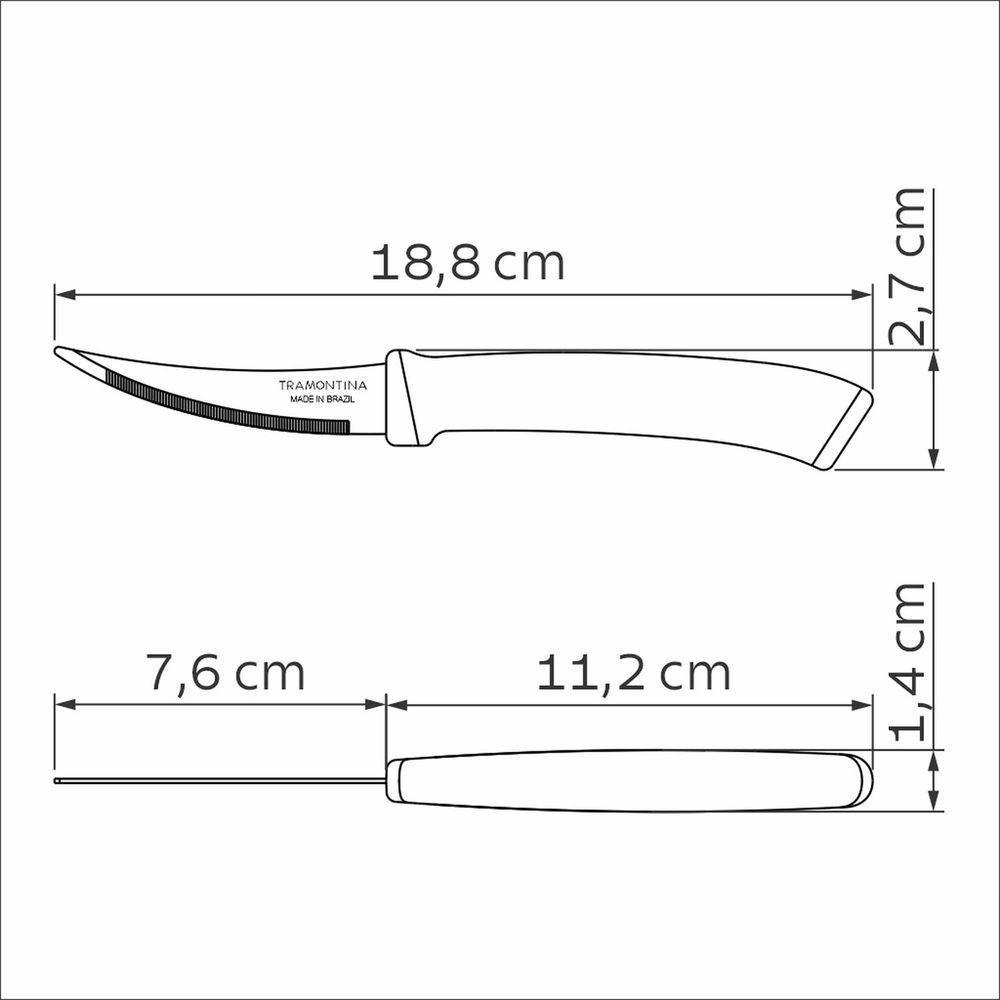 Faca Para Tomate Tramontina Felice Lâmina Aço Inox Cabo Polipropileno Preto 3 Tramontina - 5