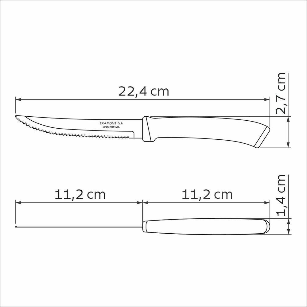 Faca Para Churrasco Tramontina Felice Lâmina Aço Inox Fio Liso Cabo Polipropileno Preto 5 Tramontina - 4