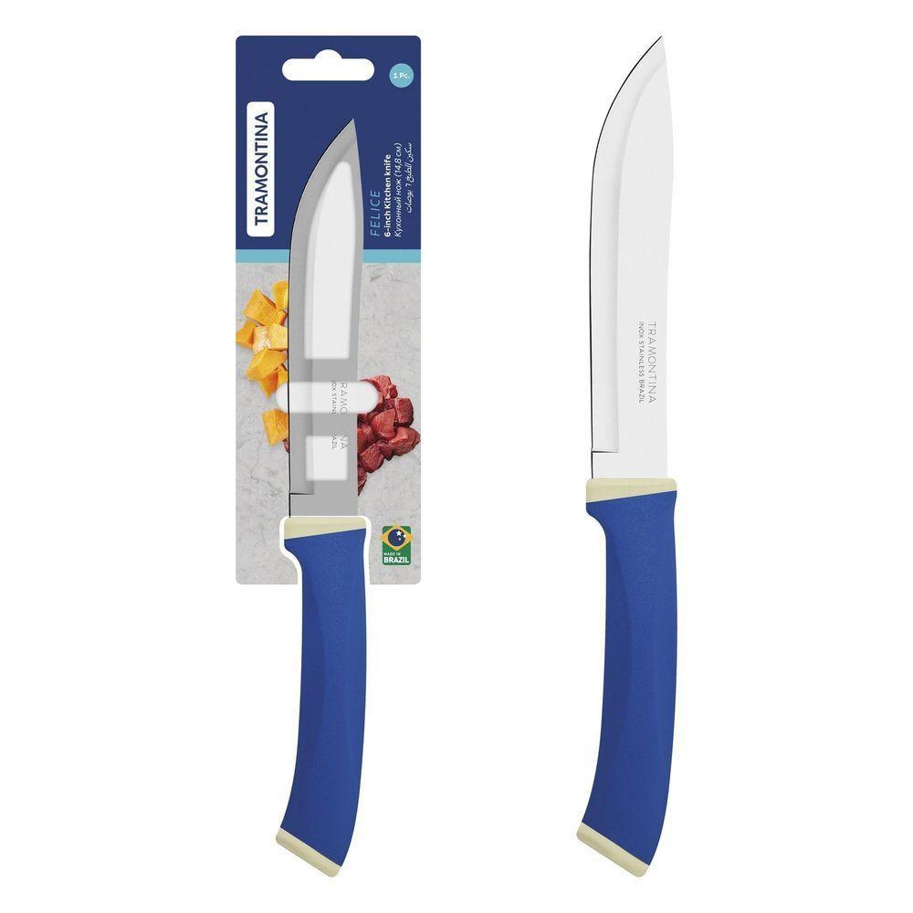 Faca Cozinha Tramontina Felice Lâmina Aço Inox Cabo Polipropileno Azul 6 Tramontina - 1