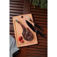 Kit Tábua Garfo E Faca Em Madeira Jatobá Com Brancal E Acabamento Lixado. Tramontina - 2