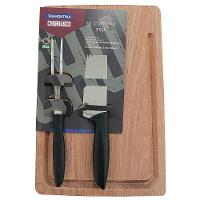 Kit Tábua Garfo E Faca Em Madeira Jatobá Com Brancal E Acabamento Lixado. Tramontina - 3