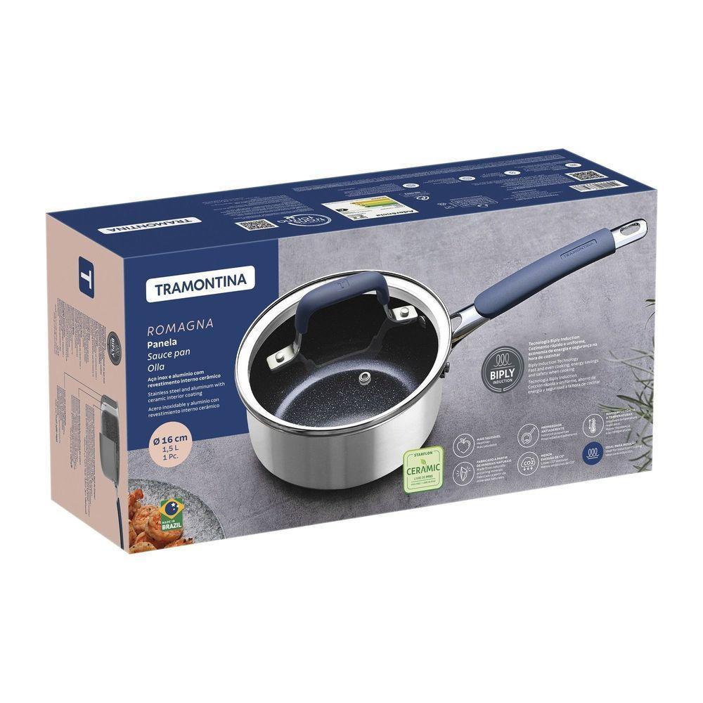 Panela Tramontina Romagna Aço Inox Alumínio Cerâmico Black Stone 16 Cm 1,5 L Tramontina - 5