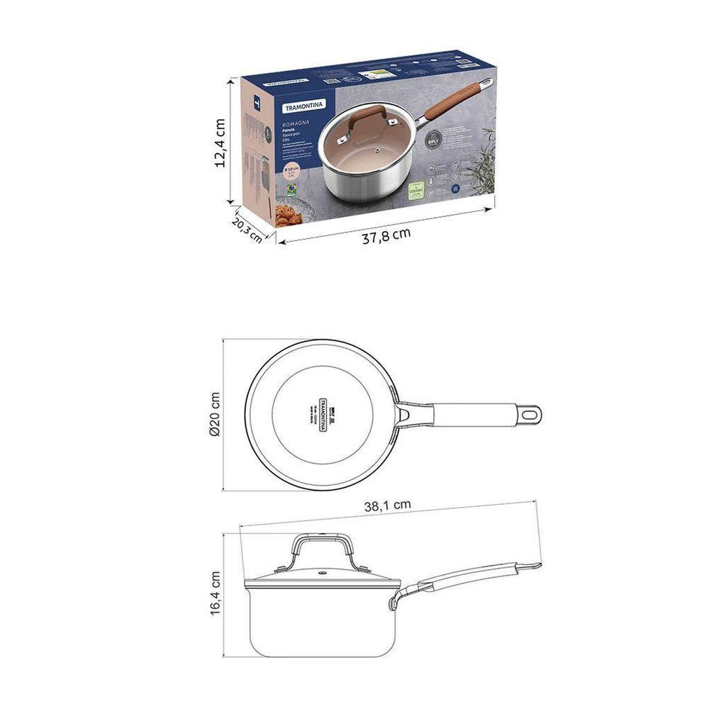 Panela Tramontina Romagna Aço Inox Alumínio Cerâmico Marfim 18 Cm 2,25 L Tramontina - 6