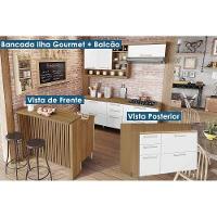 Balcão Ilha Cozinha Gourmet Burguesa Com 2 Portas E 3 Gavetas 120cm Freijó Branco - 7