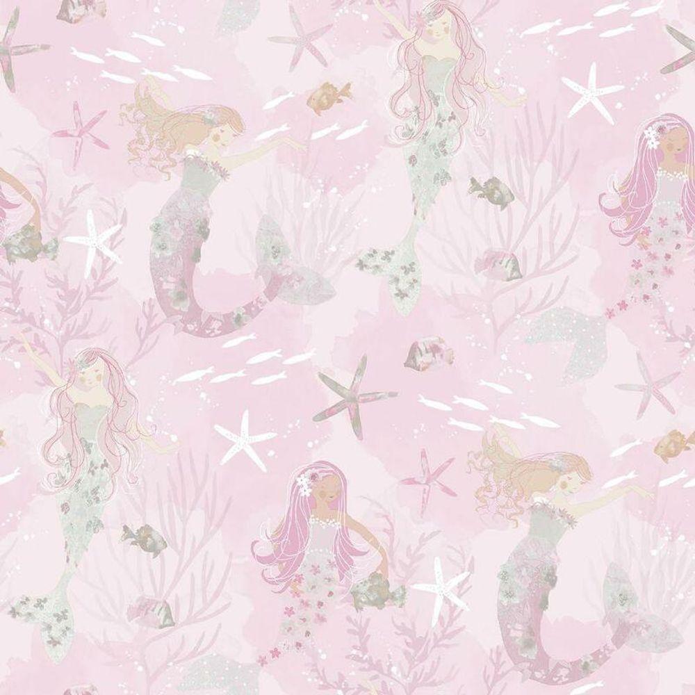 Papel De Parede Sereias - G78390 Rosa E Gliter Tiny Tots 2 - G78390 - 1