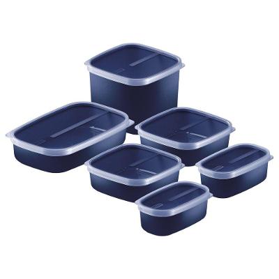 Jogo De Potes Tramontina Mixcolor Em Polipropileno Azul Com Tampa Transparente 6 Peças Tramontina