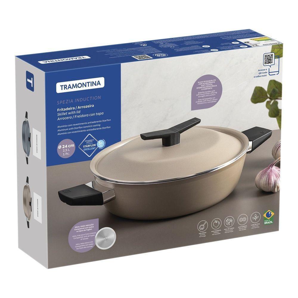 Arrozeira Tramontina Spezia Indução Alumínio Antiaderente Starflon Excellent Areia 24 Cm Tramontina - 6