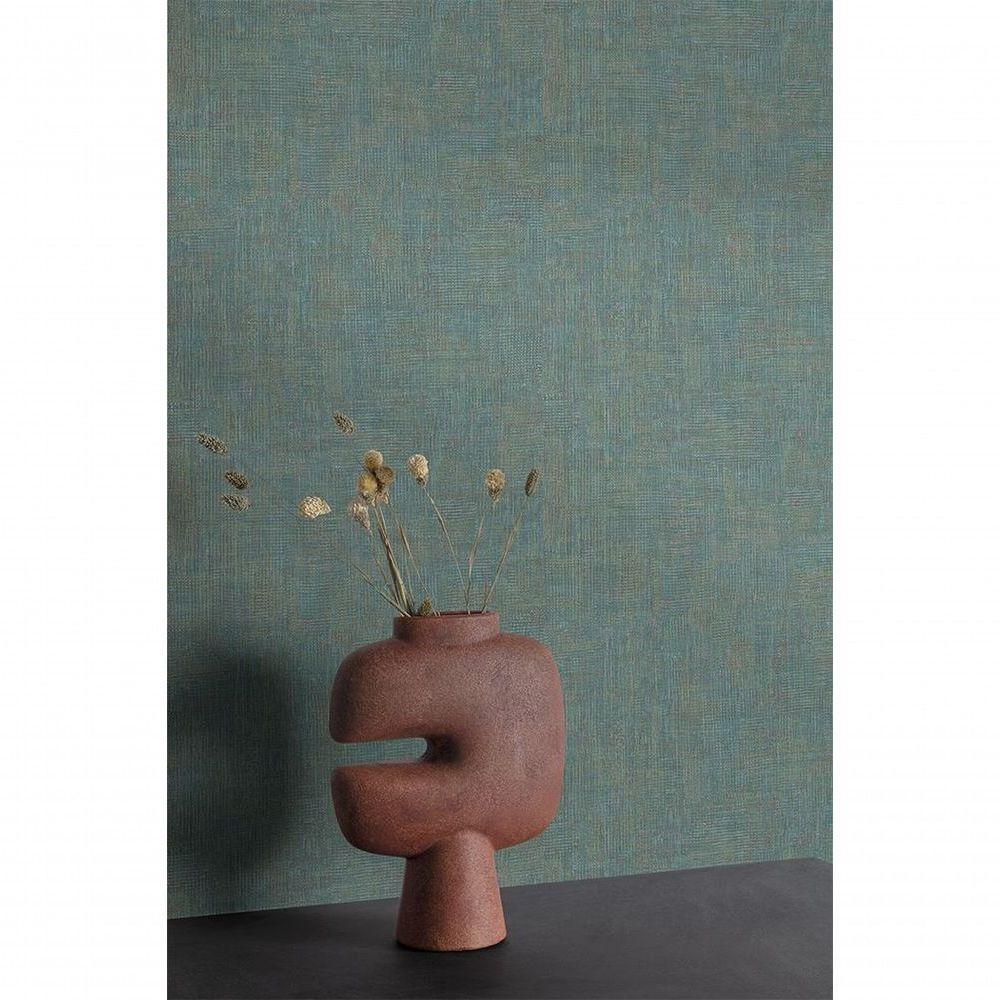 Papel De Parede Muse Têxtil Verde E Marrom Com Brilho Mu1106 - 1