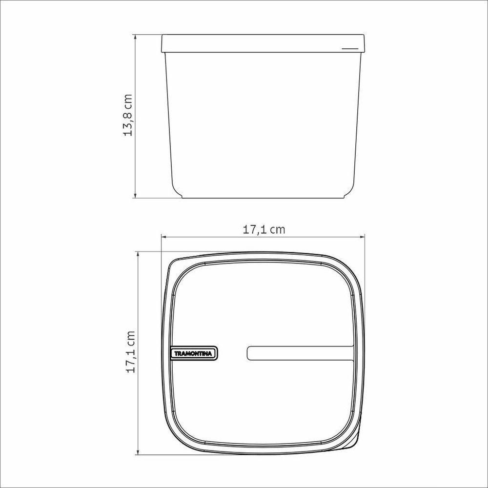 Pote Tramontina Mixcolor Polipropileno Verde Sálvia Tampa Transparente 2,7 L Tramontina - 3