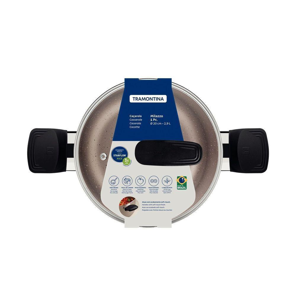 Caçarola Tramontina Milazzo Alumínio Antiaderente Starflon Max Amêndoa 20 Cm Tramontina - 5