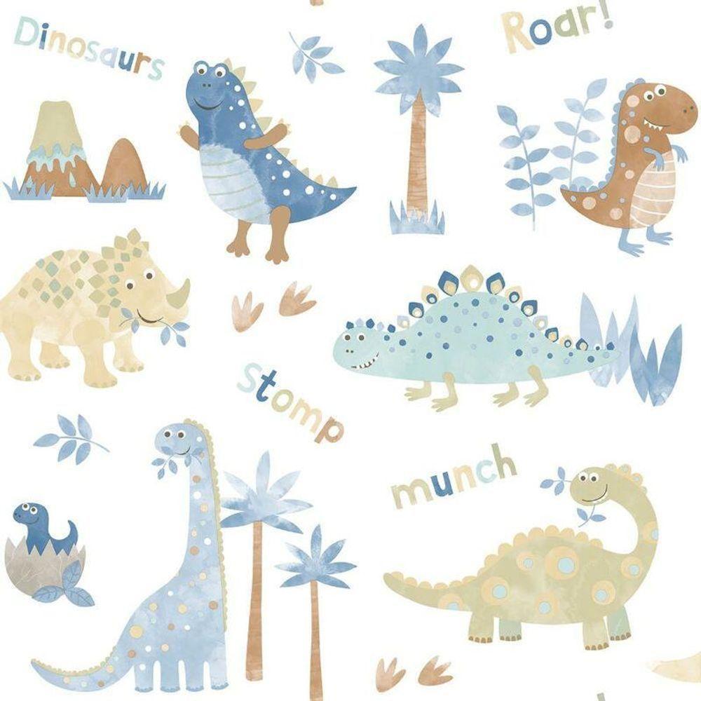 Papel De Parede Dinossauros - G78363 Azul E Bege Tiny Tots 2 - G78363 - 1