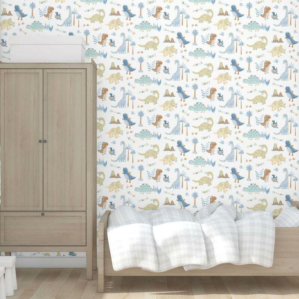 Papel De Parede Dinossauros - G78363 Azul E Bege Tiny Tots 2 - G78363 - 2