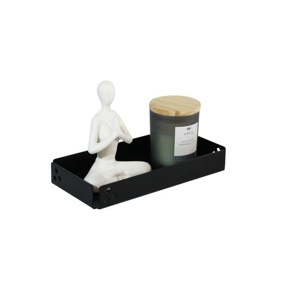 Bandeja Decoração Retangular 10x20cm Aço Preto Fosco Future - 4