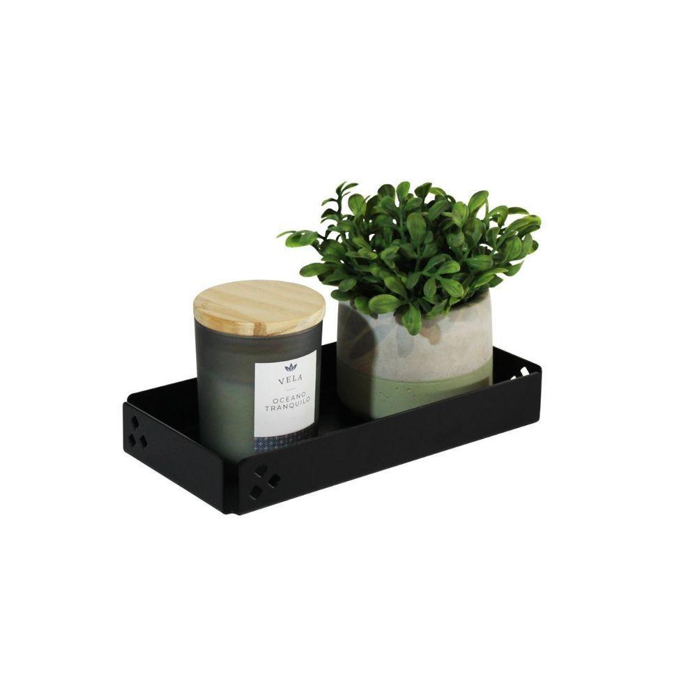 Bandeja Decoração Retangular 10x20cm Aço Preto Fosco Future - 5