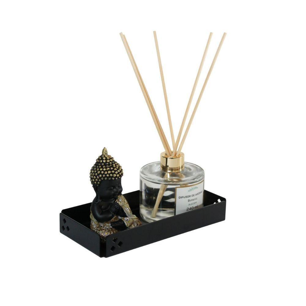 Bandeja Decoração Retangular 10x20cm Aço Preto Fosco Future - 6