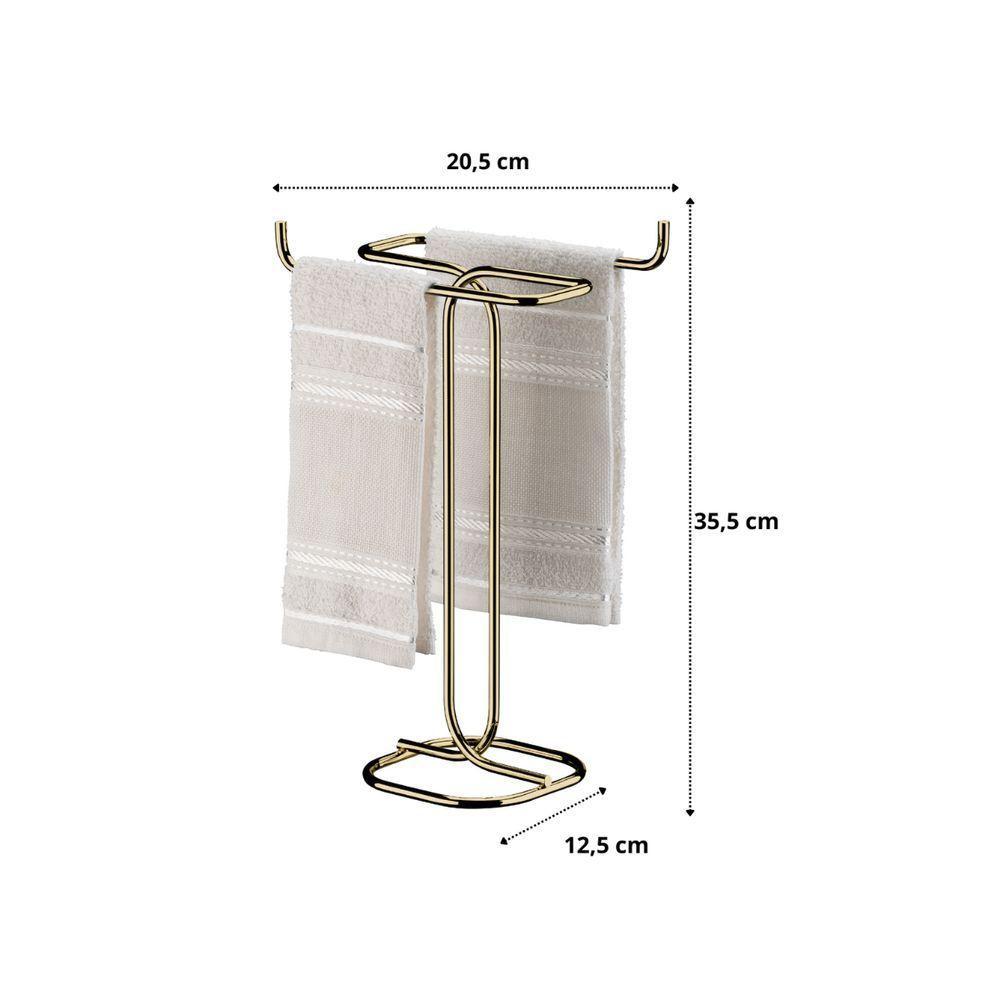 Kit Banheiro Dourado Future Porta Papel Higiênico Chao Porta Toalha De Bancada 1176dd 1177dd - 2