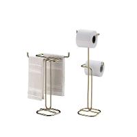 Kit Banheiro Dourado Future Porta Papel Higiênico Chao Porta Toalha De Bancada 1176dd 1177dd - 1