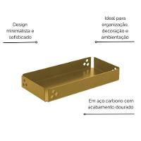 Bandeja Decoração Retangular 10x20cm Aço Dourado Future 6013 - 3