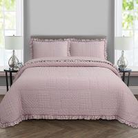 Kit Cobre Leito Colcha Casa Scarpa Maison King C/ Babado Percal 300 Fios 3 Peças - Roxo Malva - 2