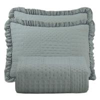 Kit Cobre Leito Colcha Casa Scarpa Maison King C/ Babado Percal 300 Fios 3 Peças - Cinza - 1