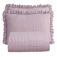 Kit Cobre Leito Colcha Casa Scarpa Maison Casal Padrão C/ Babado Percal 300 Fios 3 Peças - Roxo Malva - 1