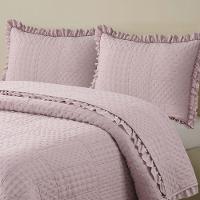 Kit Cobre Leito Colcha Casa Scarpa Maison Casal Padrão C/ Babado Percal 300 Fios 3 Peças - Roxo Malva - 3