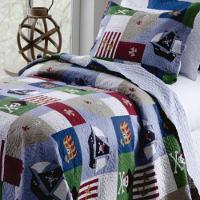 Kit Cobre Leito Colcha Solteiro Infantil Studio Dupla Face Estampado 2 Peças - Pirata - Azul - 100% Poliéster - 2