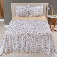 Jogo Cama Lençol Casa Scarpa Sonnet Queen Malha Estampada Algodão 4 Peças - Borboleta - Mostarda - 2