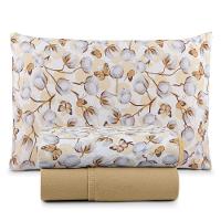 Jogo Cama Lençol Casa Scarpa Sonnet Solteiro Malha Estampada Algodão 3 Peças - Borboleta - Mostarda - 1