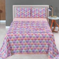 Jogo Cama Lençol Casa Scarpa Sonnet King Malha Estampada Algodão 4 Peças - Mosaico - Salmão - 2