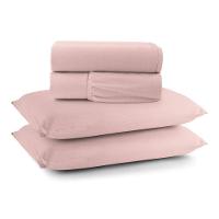 Jogo Cama Lençol Casa Scarpa Sonnet Casal Padrão Malha Lisa Algodão Macio 4 Peças - Rosê - 1