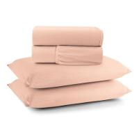 Jogo Cama Lençol Casa Scarpa Sonnet Casal Padrão Malha Lisa Algodão Macio 4 Peças - Salmão - 1