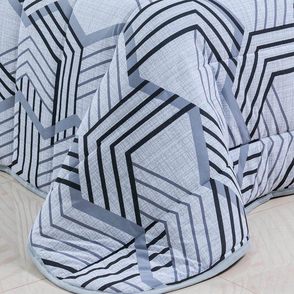 Edredom Cobertor Casa Scarpa Sonnet Solteiro Malha Estampada Dupla Face Algodão - Geométrico - Cinza - 4